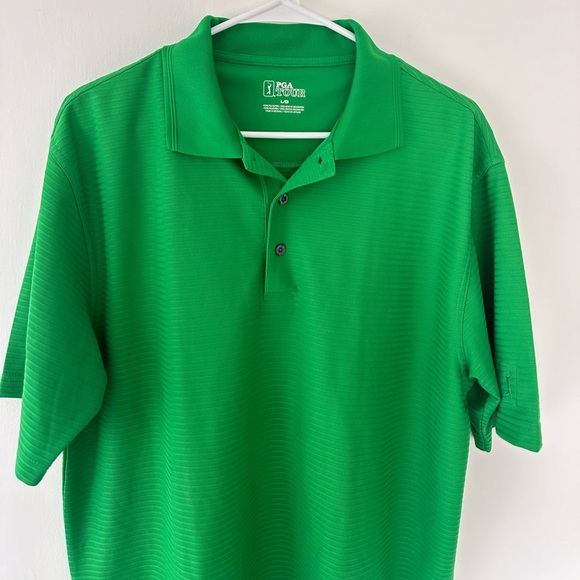 PGA Tour Men's Polo Short Sleeve Golf Shirt, Solid Green, Size Large. - Picture 3 of 11